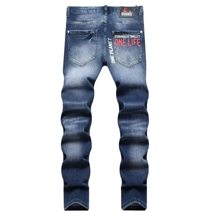 Fashionable Trendy Mens Slim-fit Denim Jeans With A Distressed Holey Design Siqur Salute