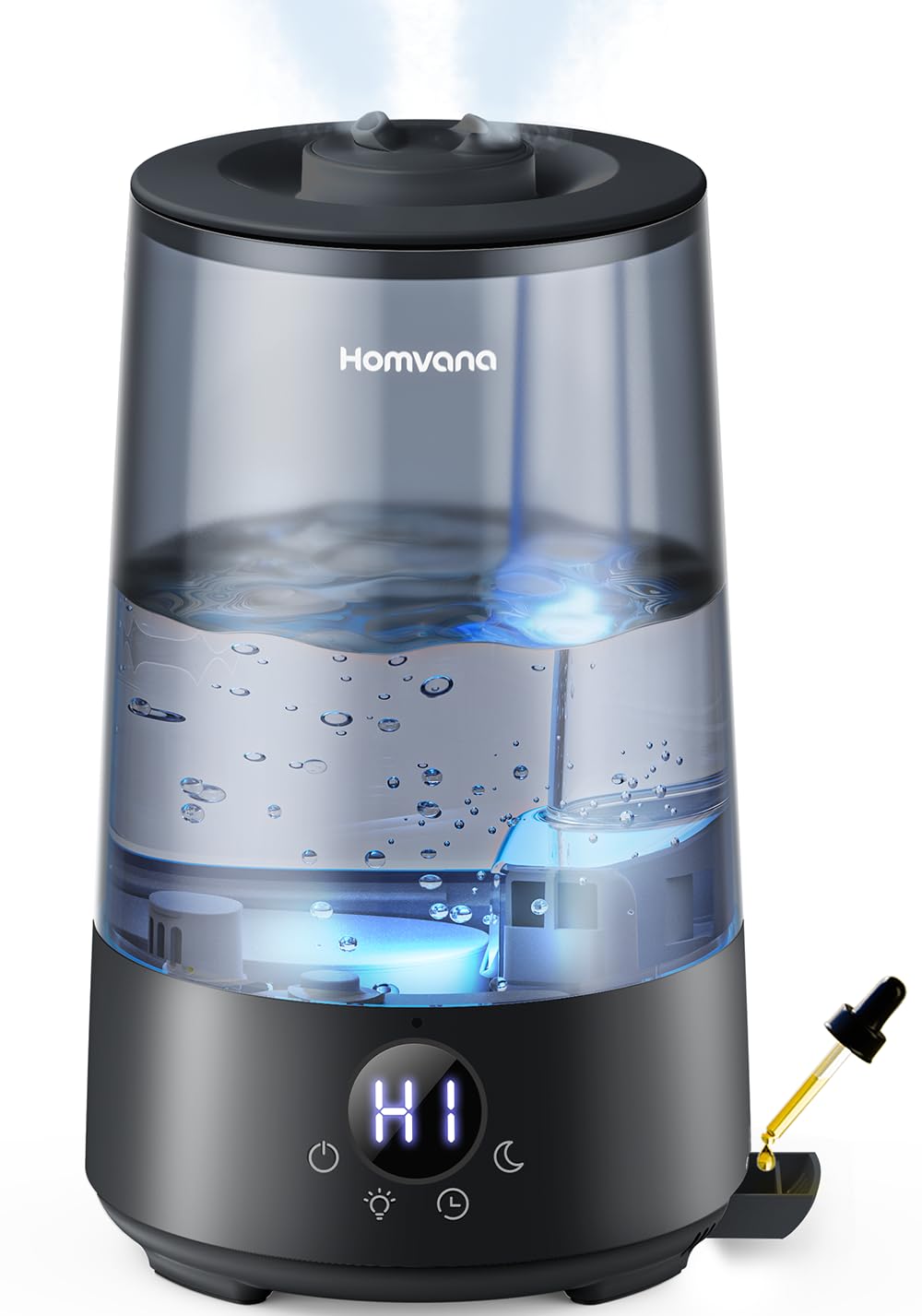 Homvana Humidifiers for Bedroom Home, 3.6 L Cool Mist Top-Fill 34H Super Long Time, Quiet 23dB, Baby Humidifier, Oil Diffuser for Large Room, House, Plant, Nursery, Office, BPA FREE, Ultrasonic (Grey) Clarke's Vibe Store