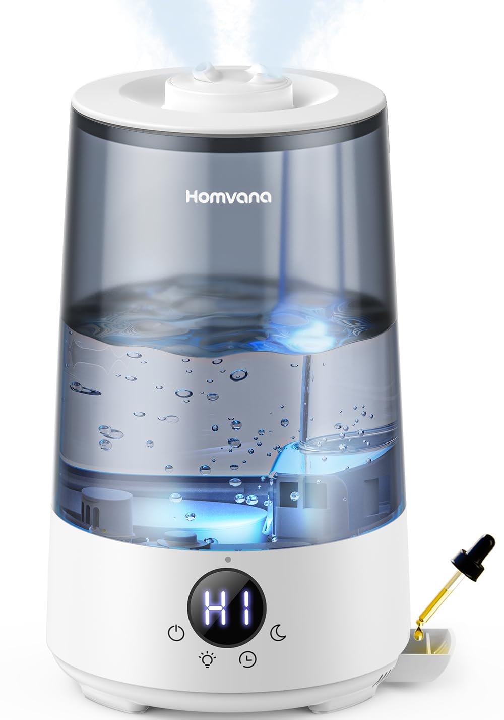 Homvana Humidifiers for Bedroom Home, 3.6 L Cool Mist Top-Fill 34H Super Long Time, Quiet 23dB, Baby Humidifier, Oil Diffuser for Large Room, House, Plant, Nursery, Office, BPA FREE, Ultrasonic (Grey) Clarke's Vibe Store