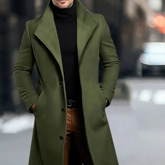 Mens Mid-length Wool Coattrench Coat Siqur Salute