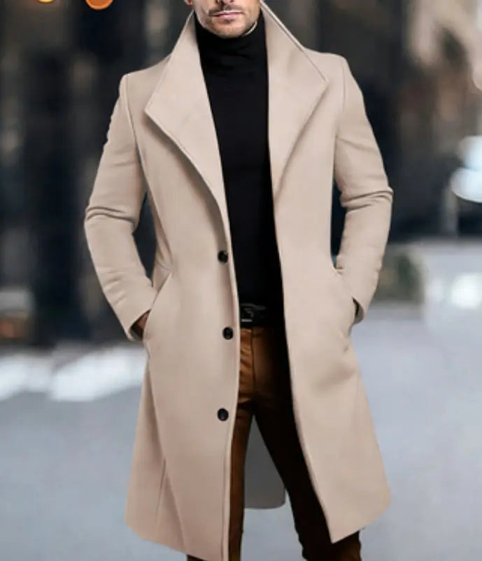 Mens Mid-length Wool Coattrench Coat Siqur Salute