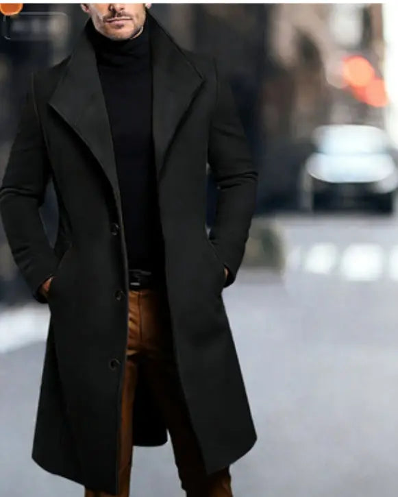 Mens Mid-length Wool Coattrench Coat Siqur Salute