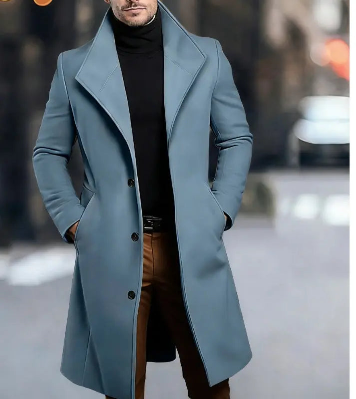 Mens Mid-length Wool Coattrench Coat Siqur Salute