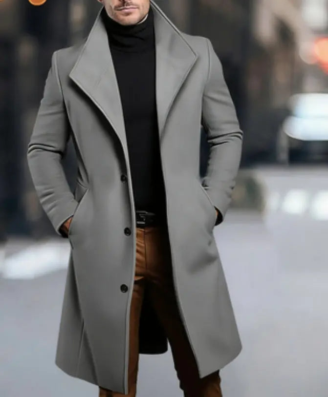 Mens Mid-length Wool Coattrench Coat Siqur Salute