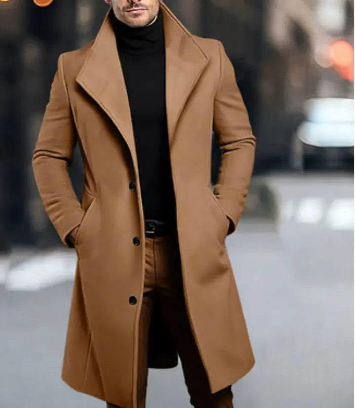 Mens Mid-length Wool Coattrench Coat Siqur Salute