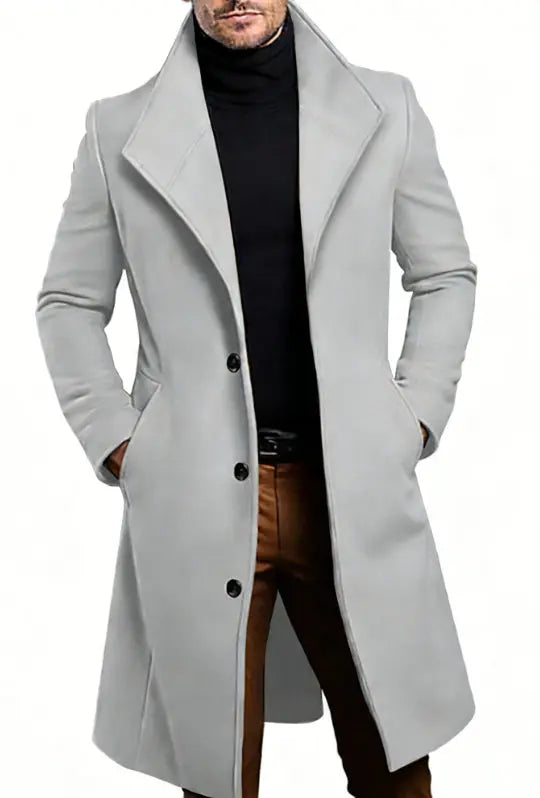 Mens Mid-length Wool Coattrench Coat Siqur Salute