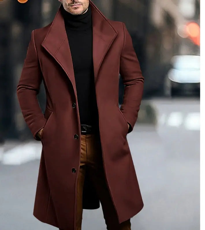 Mens Mid-length Wool Coattrench Coat Siqur Salute