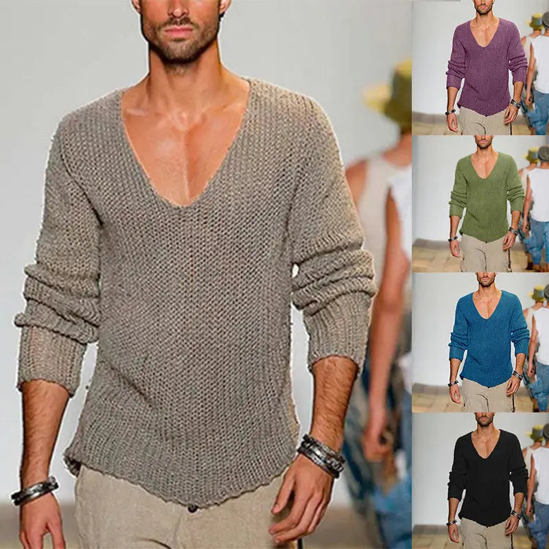 Mens Stylish Casual Knitted Pullover Sweater Siqur Salute