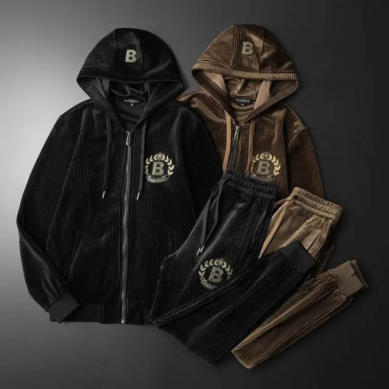 Mens Trendy Hooded Casual FallWinter Sweatshirt And Jogger Set Siqur Salute