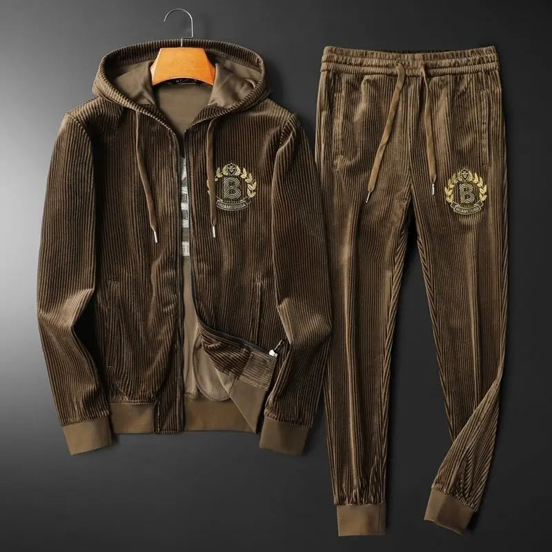 Mens Trendy Hooded Casual FallWinter Sweatshirt And Jogger Set Siqur Salute