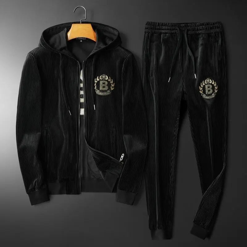 Mens Trendy Hooded Casual FallWinter Sweatshirt And Jogger Set Siqur Salute