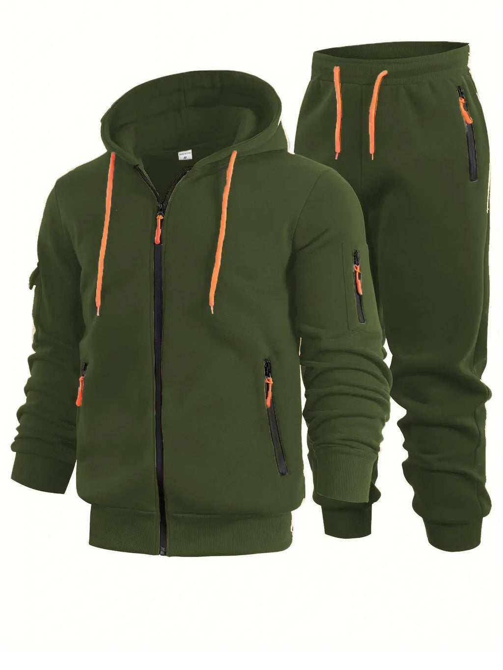 Mens Zip-Up Hoodie With Arm Pockets, Cardigan Sweatshirt Coat Siqur Salute