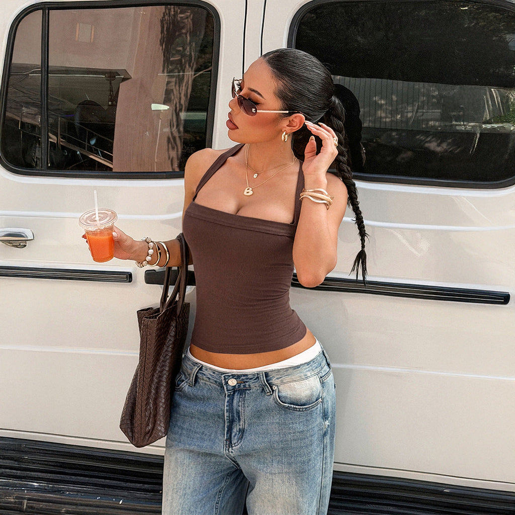 Womens Solid-Color Camisole Tube Top Clarke Vibe Store