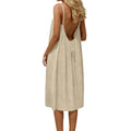 Women's Solid-Colored Strap Backless Dress