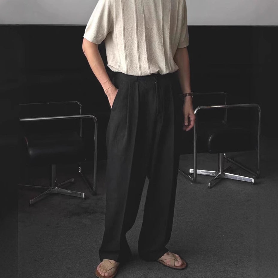 Lightweight Fiber Texture Cotton And Linen Suit Pants For Men Clarke Vibe Store