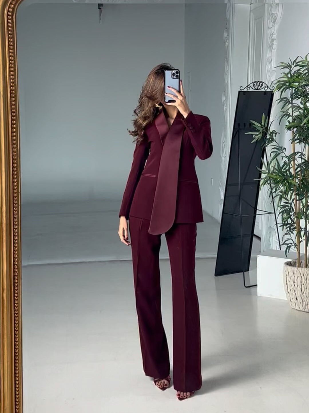 Irregular Collar Blazer & High Waist Pants Suit Clarke Vibe Store