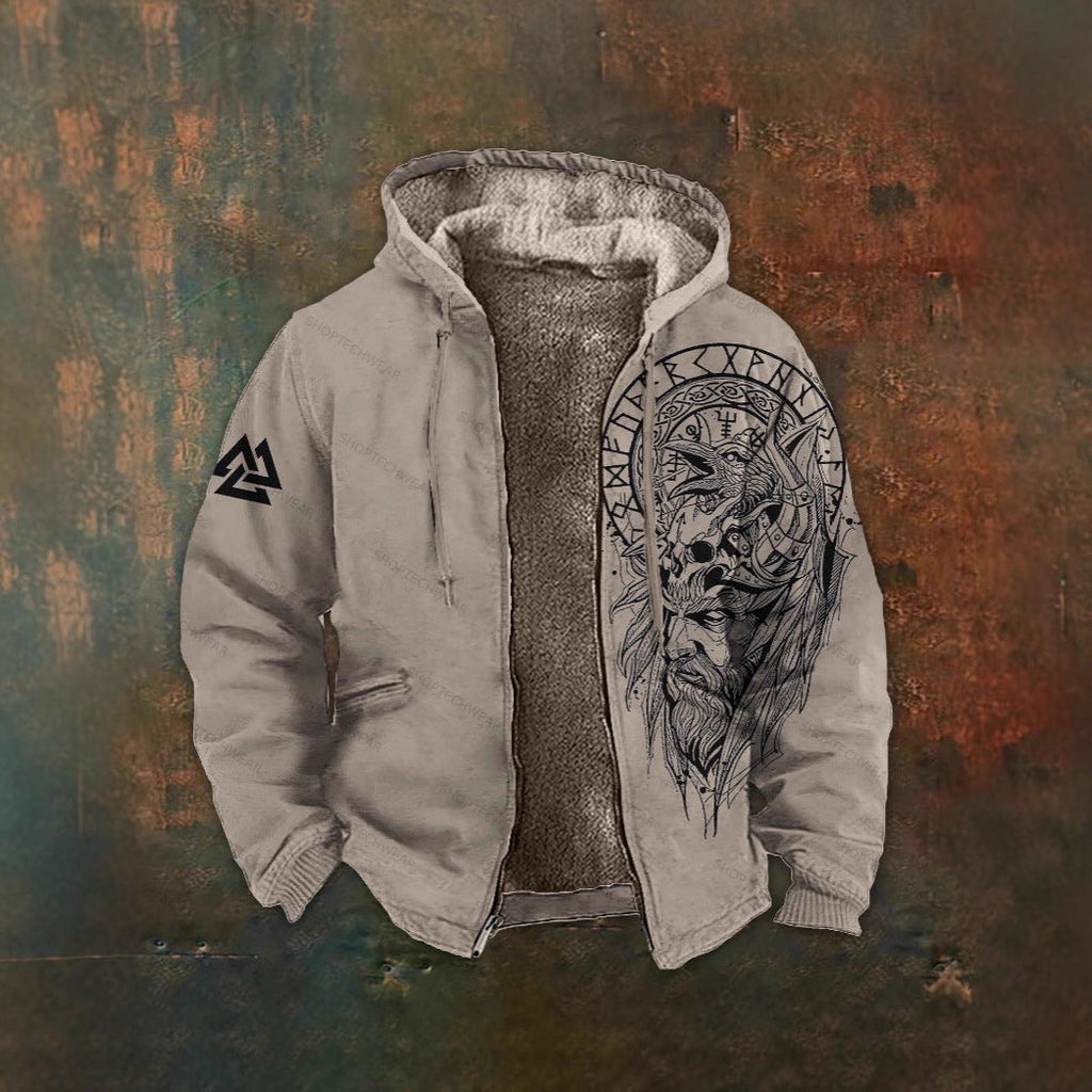 3D Digitalprint Mens Fashion Vintage Hooded Zipup Jacket Siqur Salute