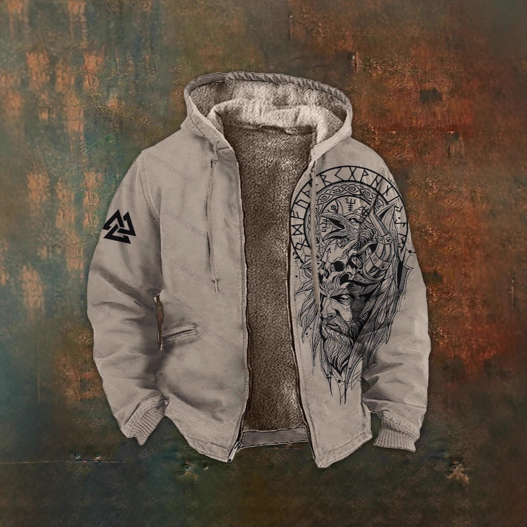 3D Digitalprint Mens Fashion Vintage Hooded Zipup Jacket Siqur Salute