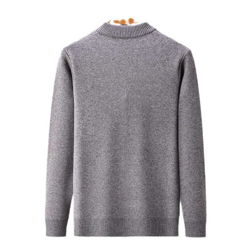 Mens Stand-Up Collar Long-Sleeve Half-Zip Knit Sweater Siqur Salute