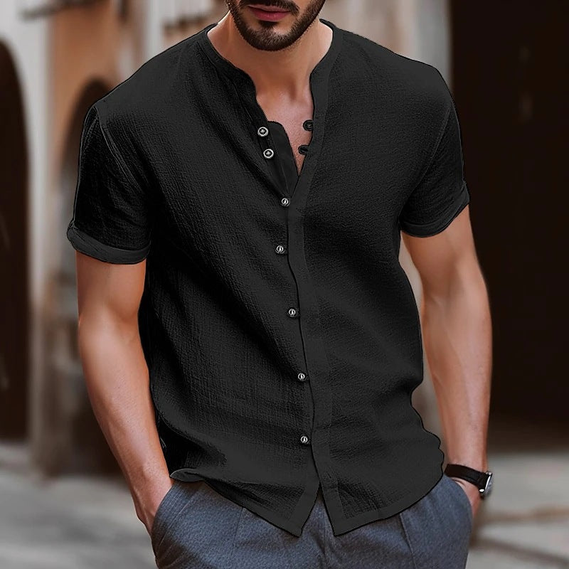 Men's Retro Cotton And Linen Casual Button Short Sleeves Clarke Vibe Store