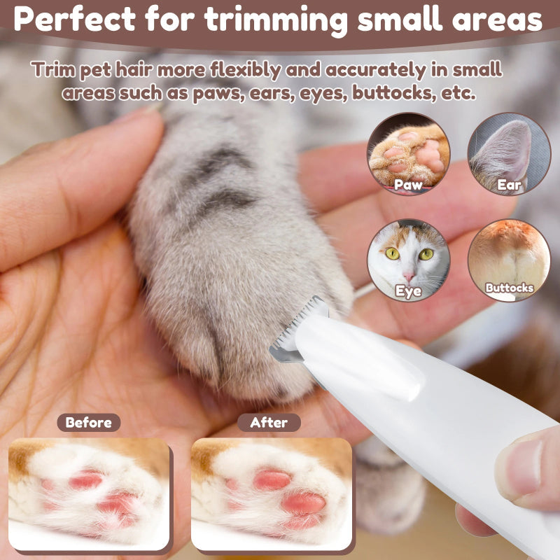 Pets Dog Paw Trimmer With LED Light Fully Waterproof Pet Hair Trimmer With LED Display Dog Clippers For Grooming Widen Blade Siqur Salute