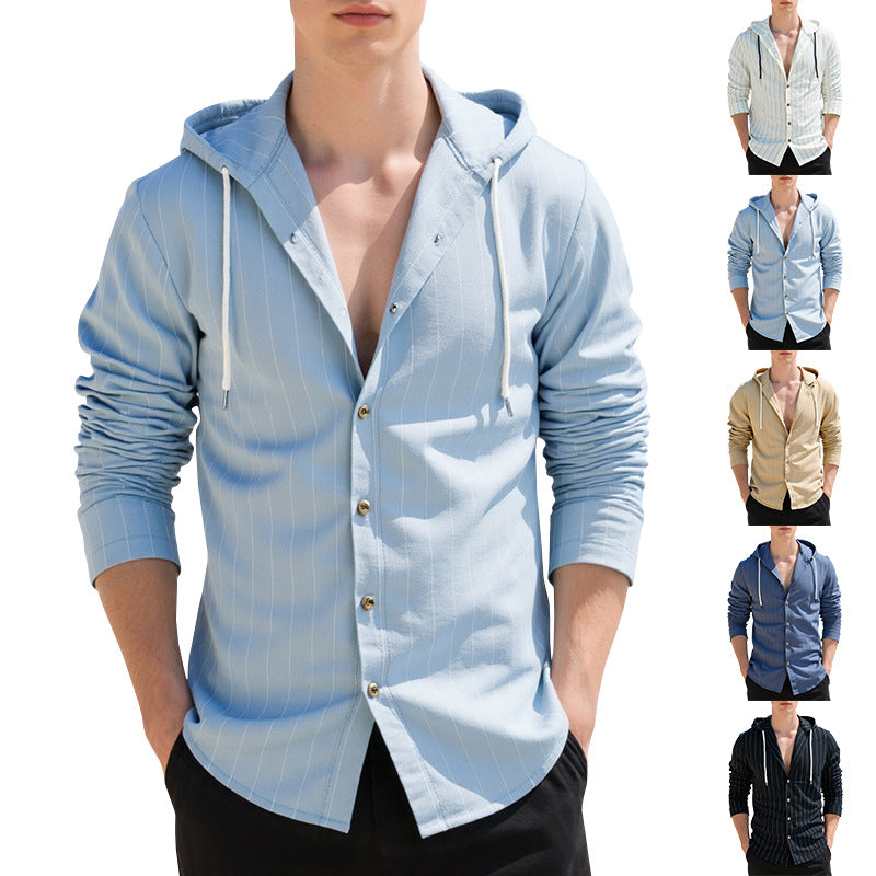 Slim-fit Hood Cardigan Casual Shirt Men Clarke Vibe Store