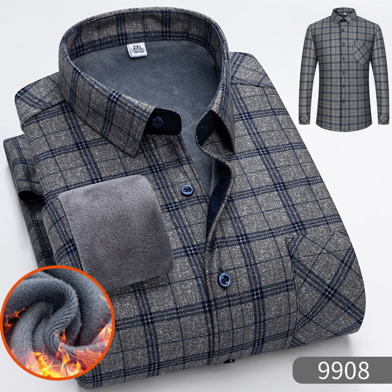 Warm Fleece-Lined Thickened Shirts For Middle-Aged And Senior Men Siqur Salute