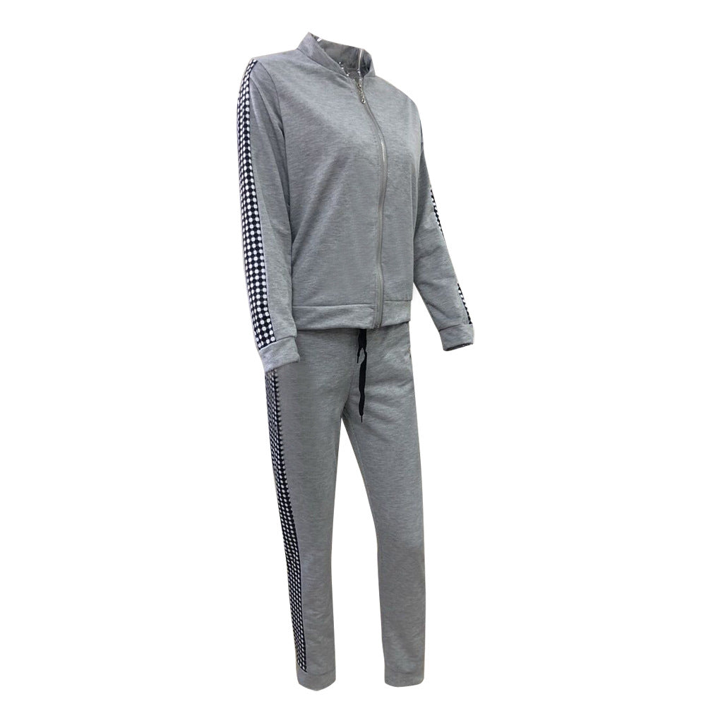 Casual Zipper Stitching Plaid Suit Women's Suit Clarke Vibe Store