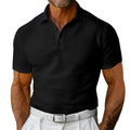Waffle Short Sleeve Polo Shirt Men's Fashion Summer Lapel Tops Siqur Salute