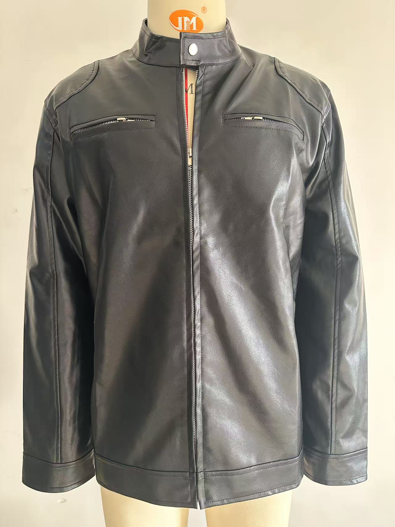 Men's Stand-up Collar Leather Jacket Business Casual Jacket Clarke Vibe Store