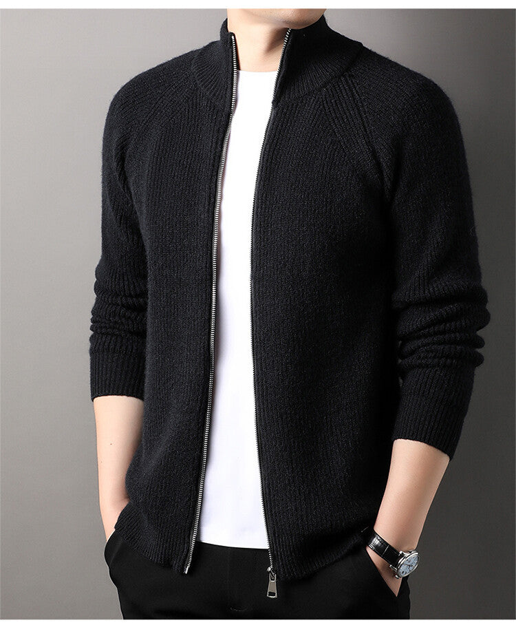 Mens Casual All-match Stand-up Collar Cardigan Sweater Siqur Salute