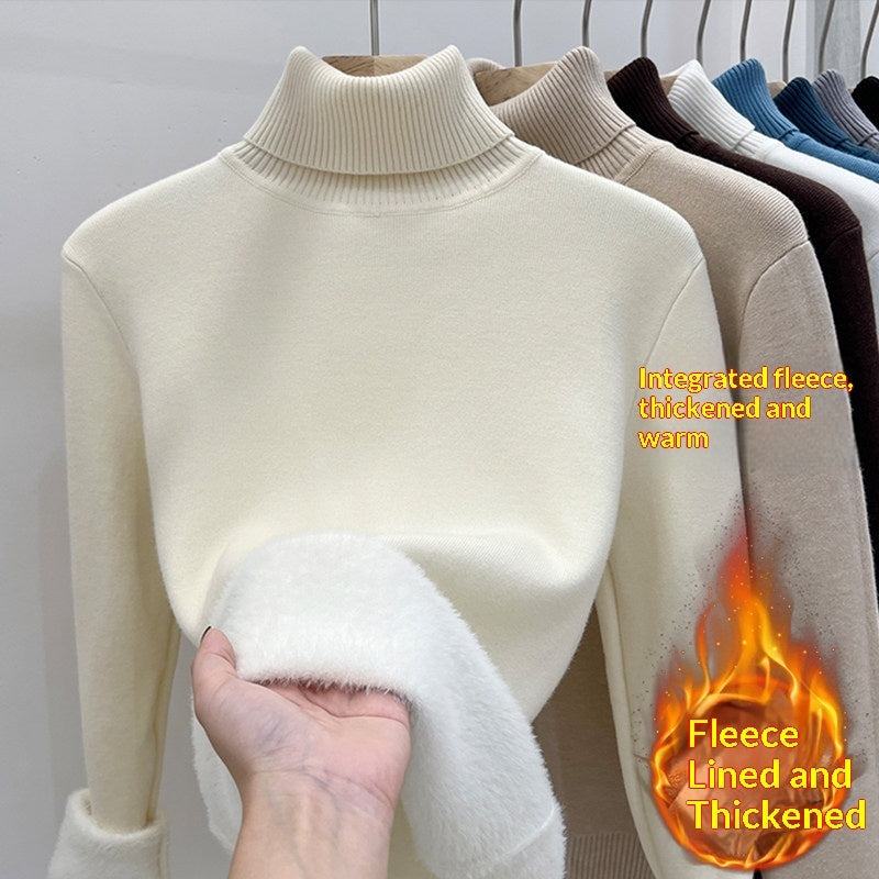 Womens Fleece-lined Turtleneck Base Sweater Clarke Vibe Store