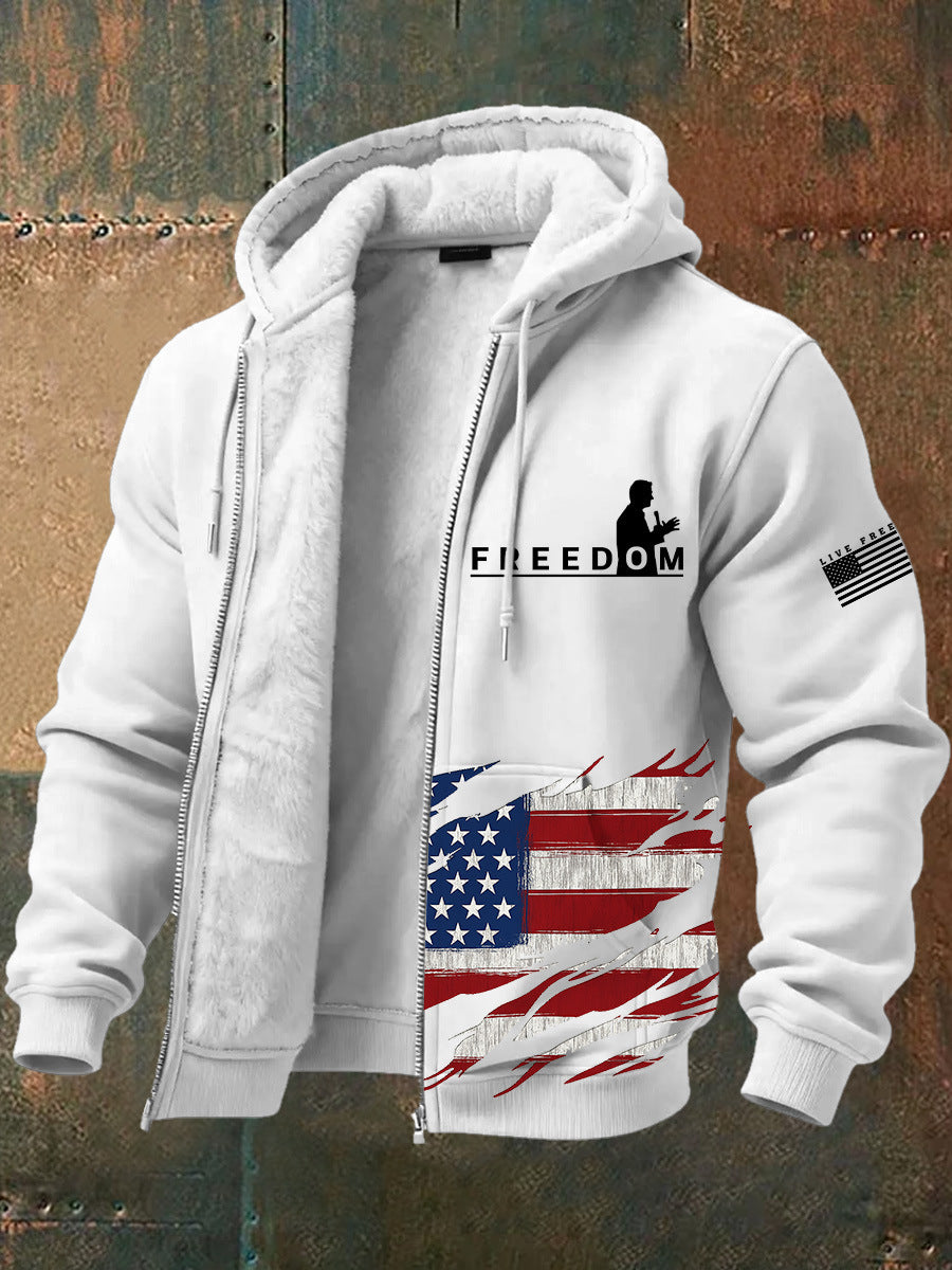 3D Digitalprint Mens Fashion Vintage Hooded Zipup Jacket Siqur Salute