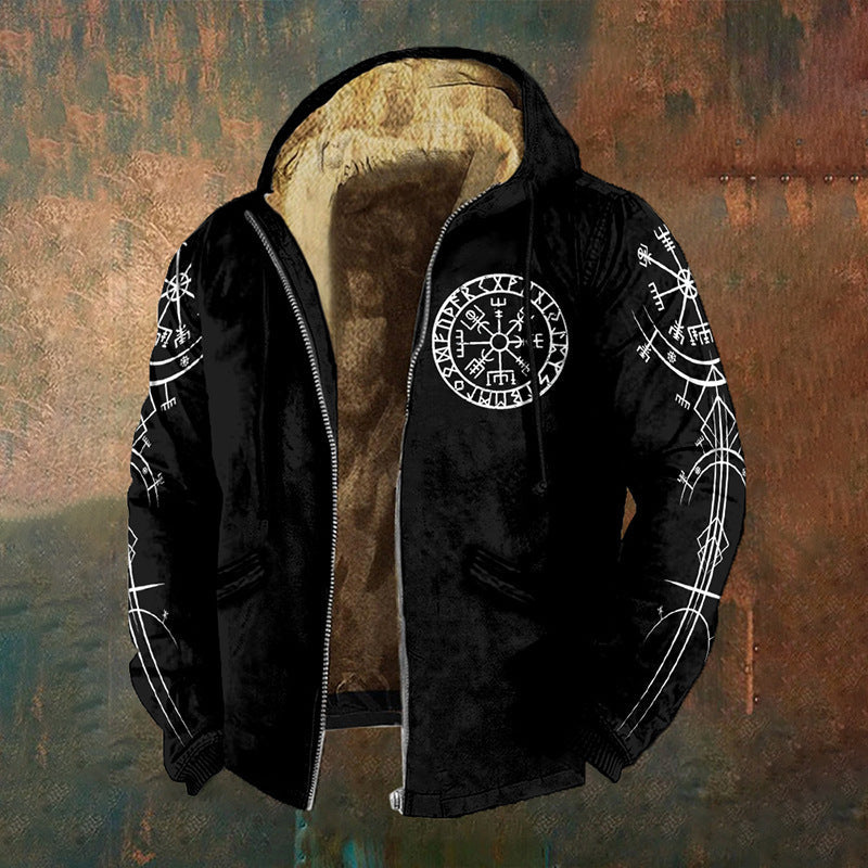 3D Digitalprint Mens Fashion Vintage Hooded Zipup Jacket Siqur Salute
