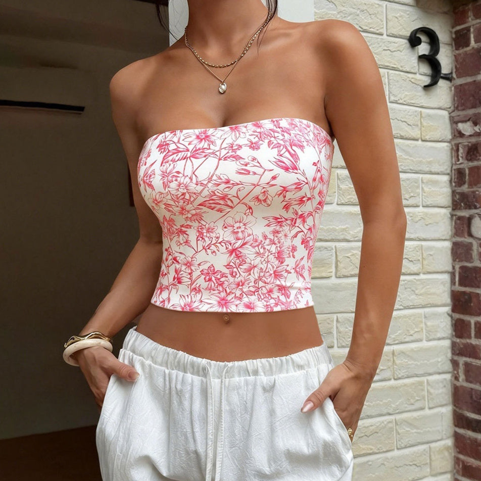 Womens Versatile Retro Floral Tank Top Clarke Vibe Store