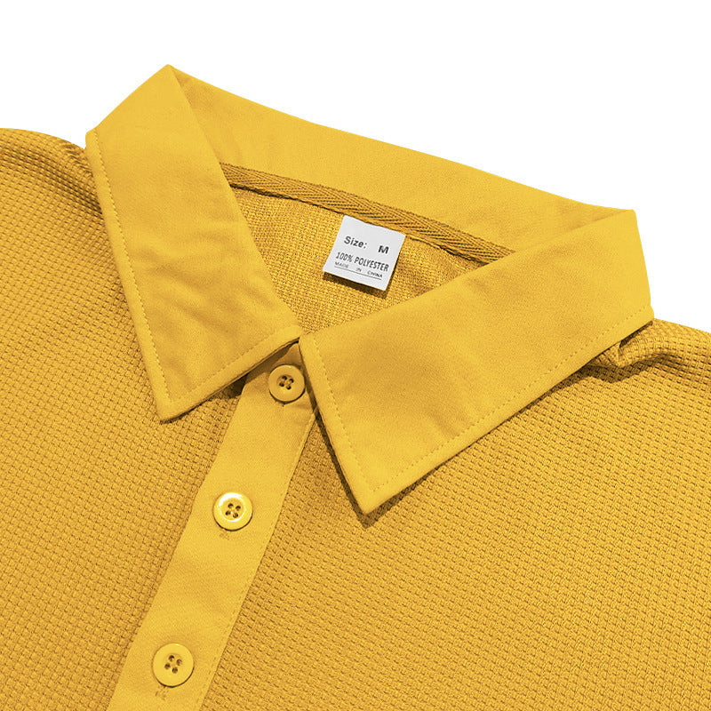 Waffle Short Sleeve Polo Shirt Men's Fashion Summer Lapel Tops Siqur Salute