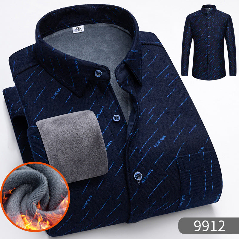 Warm Fleece-Lined Thickened Shirts For Middle-Aged And Senior Men Siqur Salute