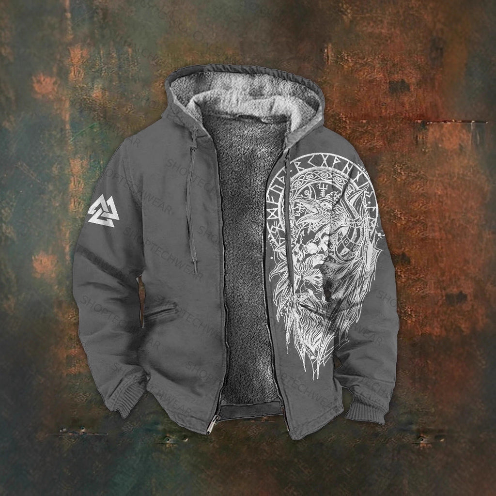 3D Digitalprint Mens Fashion Vintage Hooded Zipup Jacket Siqur Salute