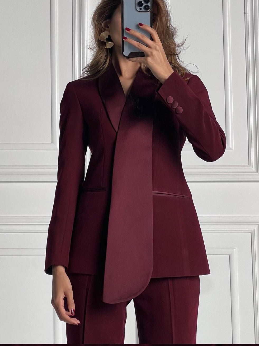 Irregular Collar Blazer & High Waist Pants Suit Clarke Vibe Store