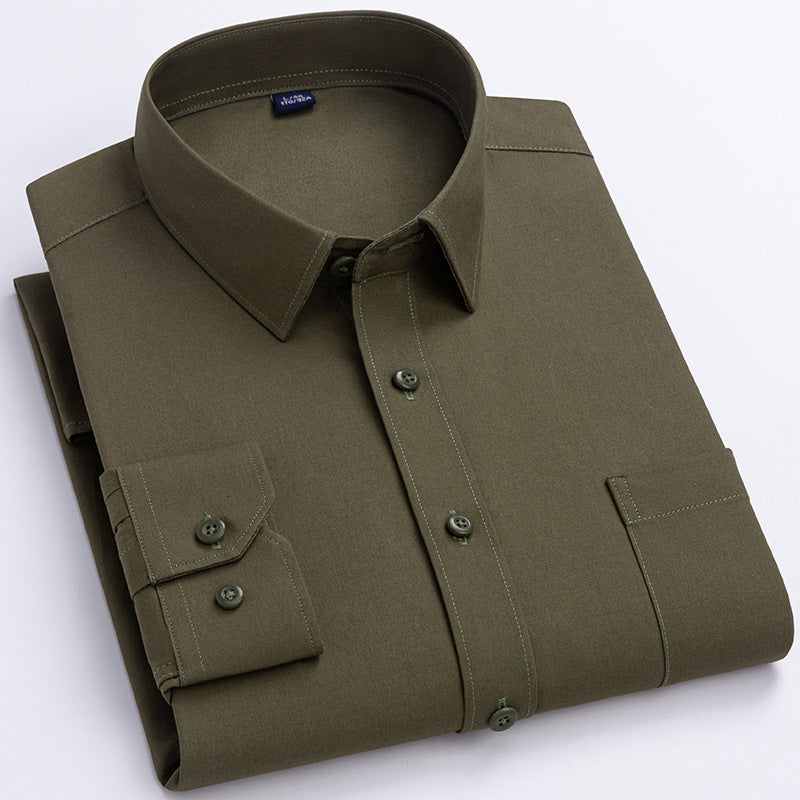 Spring Mens Khaki Cotton Long-sleeve Shirt Siqur Salute