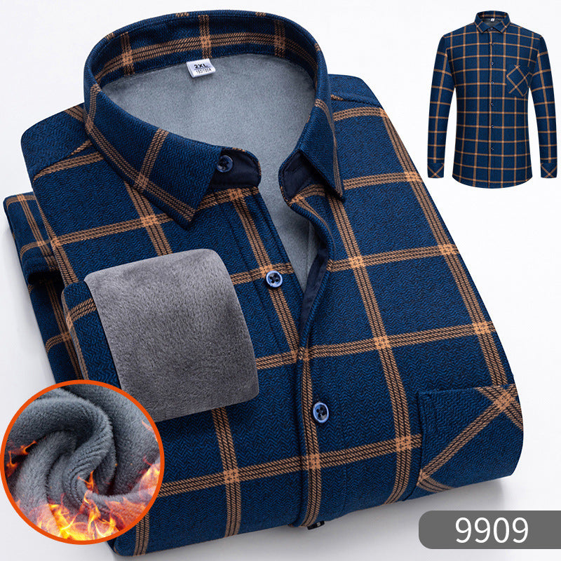 Warm Fleece-Lined Thickened Shirts For Middle-Aged And Senior Men Siqur Salute