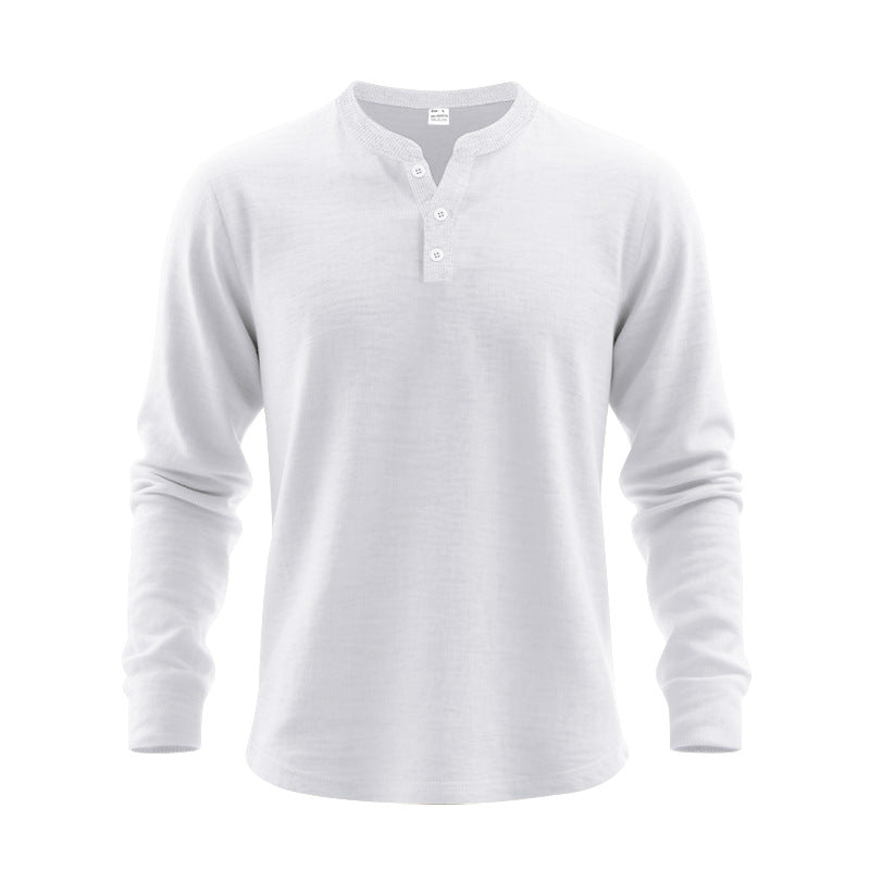 Mens Casual Loose-fit Long-sleeve Henley Shirt Clarke Vibe Store