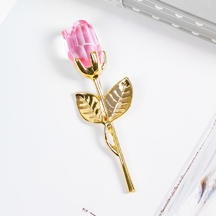 New Valentine's Day Metal Crystal Rose Decorations Clarke Vibe Store