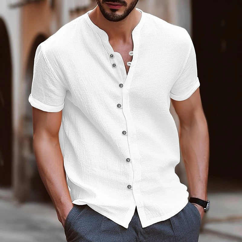 Men's Retro Cotton And Linen Casual Button Short Sleeves Clarke Vibe Store