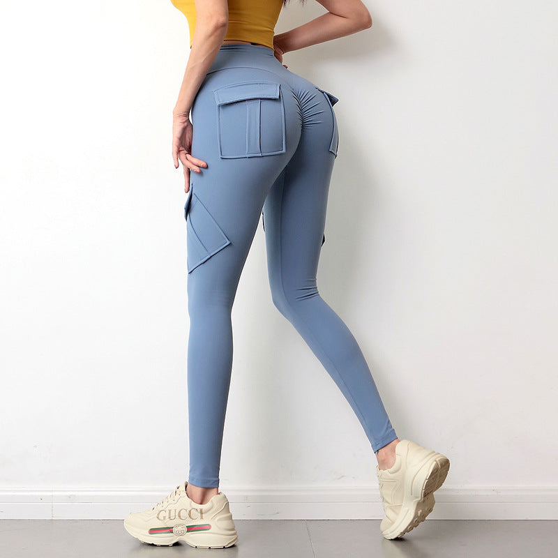 Two-piece high waist yoga pants set by Clarke Vibe Store, showing the show-hip design and snug fit for exercise and running.