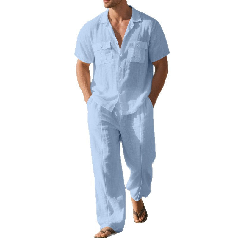 Simple Workwear Short Sleeve Shirt Trousers Suit Men Clarke Vibe Store