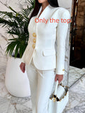 Solid Color Single-breasted Blazer & High-waisted Pants Set Clarke Vibe Store