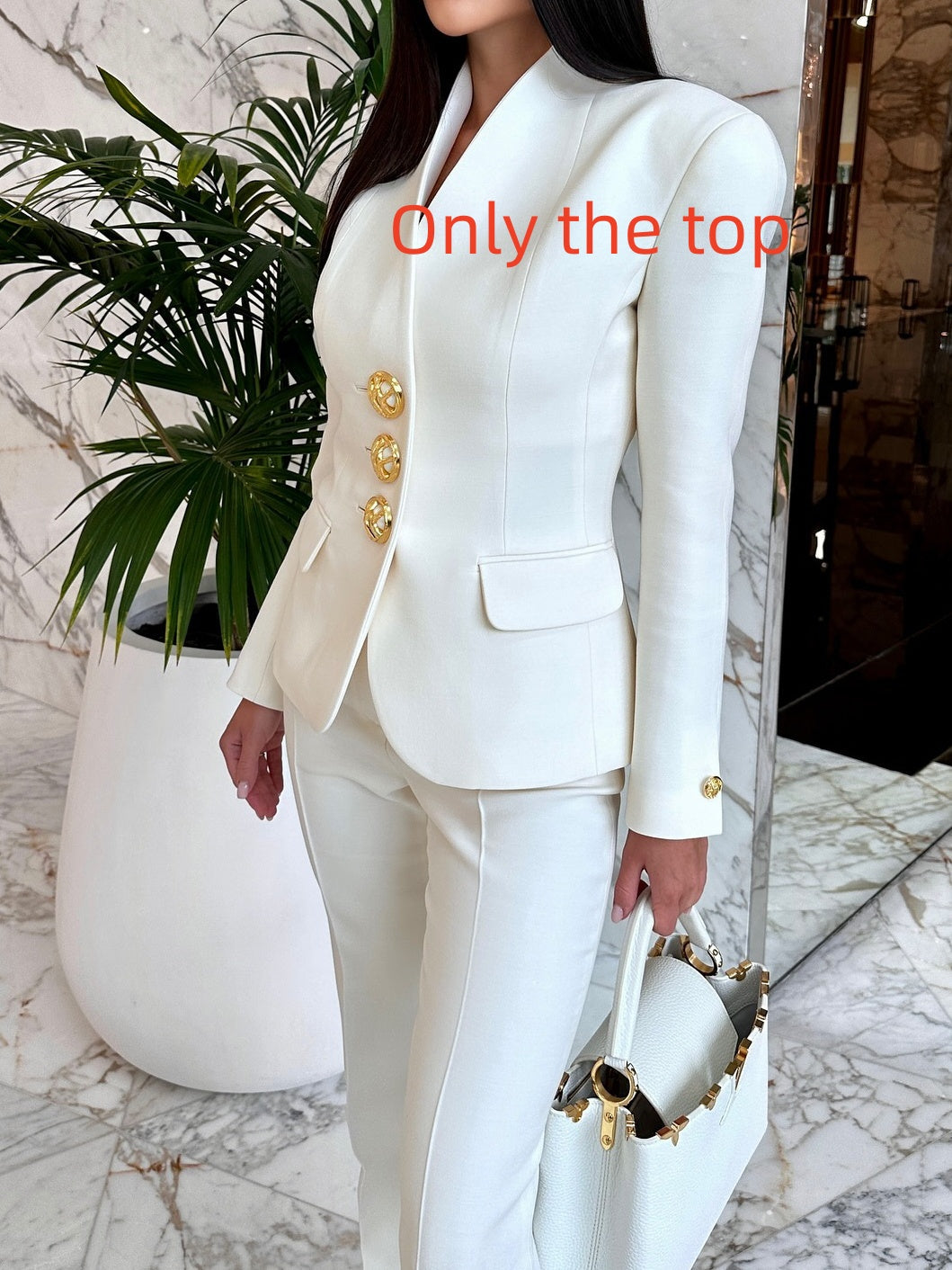 Solid Color Single-breasted Blazer & High-waisted Pants Set Clarke Vibe Store