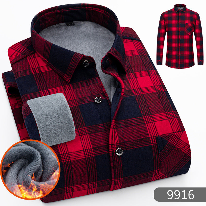Warm Fleece-Lined Thickened Shirts For Middle-Aged And Senior Men Siqur Salute
