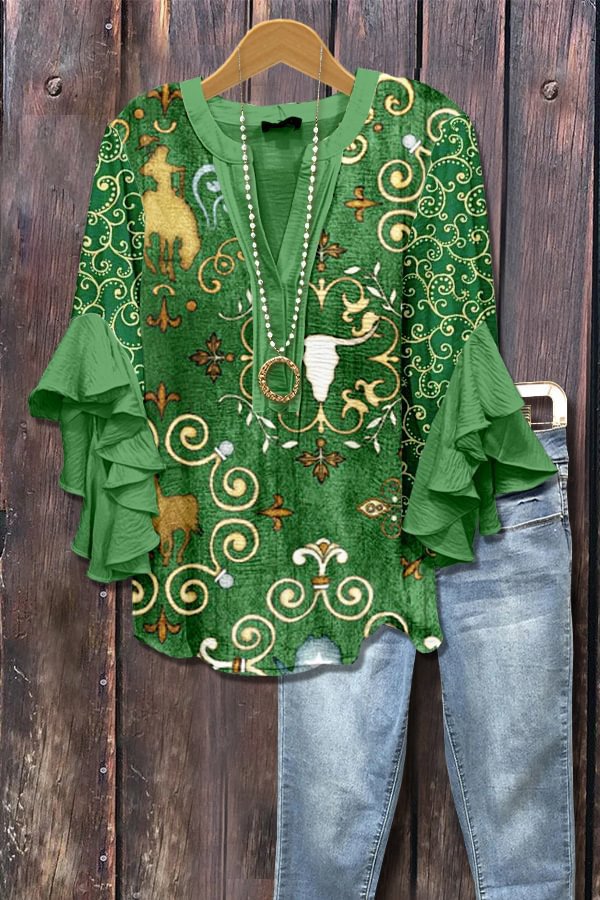 Casual Top With A Creative Floral Print And Digital Printing Clarke Vibe Store